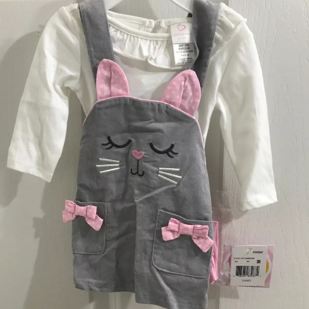 Bunny Dress Outfit With Tights. 3/6M NWT